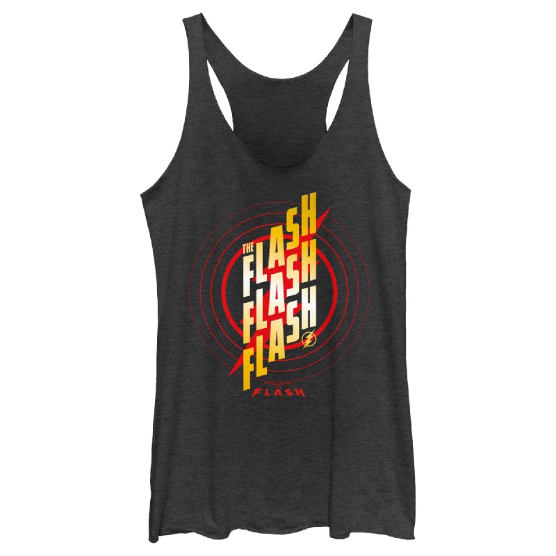 Women's The Flash Triple Gold Logo Racerback Tank Top metallic tank top
