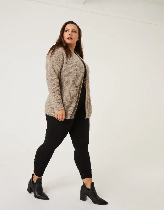 Plus Size Open Cardigan With Pockets Beaded Cardigan Sequined Faux Fur
