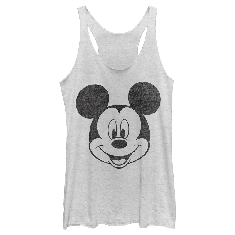 Women's Mickey & Friends Big Smiling Mickey Mouse Face Racerback Tank Top peach tank top Women's Mickey & Friends Big Smiling Mickey Mouse Face Racerback Tank Top peach tank top