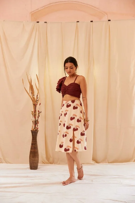 Gusty Mindful Skirt | Handloom Cotton | Block Printed silk skirt elegant