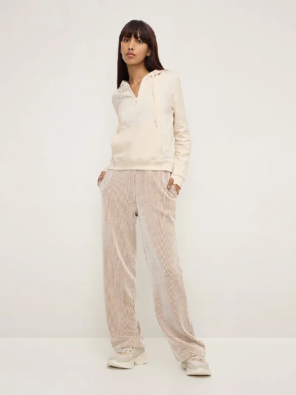Studiofit Brown Textured High-Rise Track Pants Trendy Printed Leggings