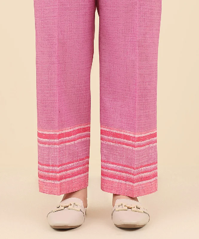 Printed Cambric Straight Pants Stylish Casual Pants