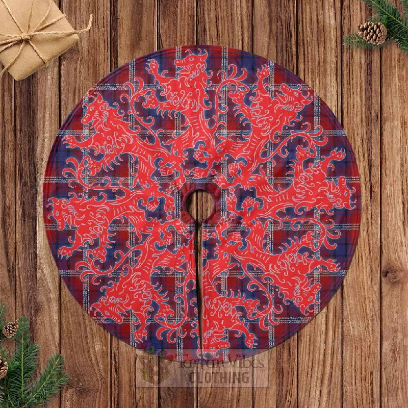 Ainslie Tartan Christmas Tree Skirt Lion Rampant Style linen skirt airy