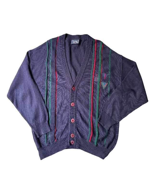 Vintage 80’s Knit Cardigan Size XL Front Pockets Side Pockets Patch Pockets
