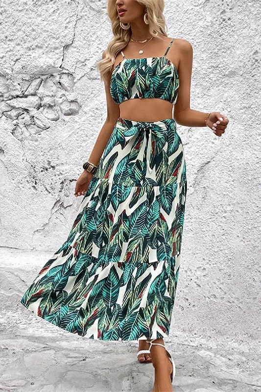 SPAGHETTI STRAP TANK TOP AND SKIRT SET teal tank top