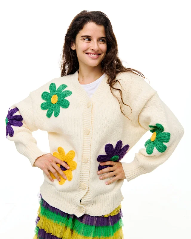 Flower Cardigan Glossy Satin Silk