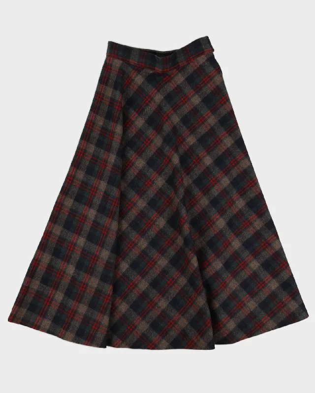 Vintage 1980s Handmade Green Plaid Skirt - S cashmere skirt rich
