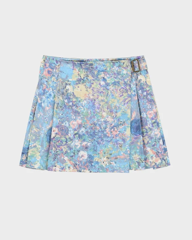 Rokit Originals Cher Blue Patterned Skirt - S chiffon skirt airy