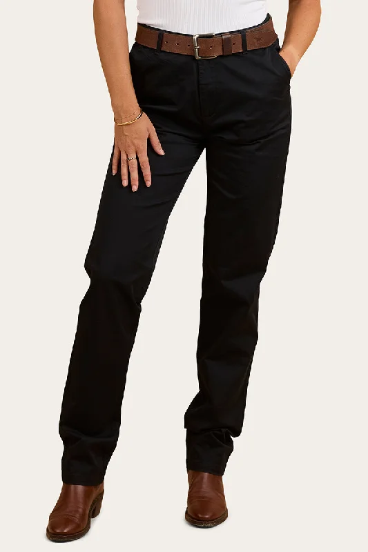 Scottsdale Womens Regular Fit Chino Pant - Dark Navy Classic Pleated Pants