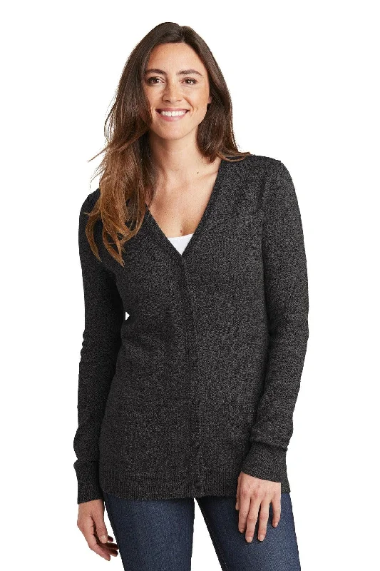 Port Authority  Ladies Marled Cardigan Sweater. LSW415 Spandex Rayon Corduroy