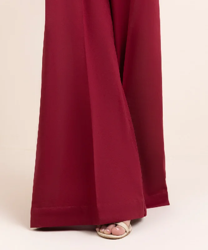 Solid Crosshatch Flared Pants Fashionable Track Pants
