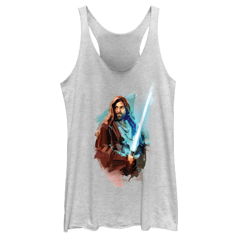 Women's Star Wars: Obi-Wan Kenobi Watercolor Obi-Wan Racerback Tank Top lightweight tank top Women's Star Wars: Obi-Wan Kenobi Watercolor Obi-Wan Racerback Tank Top lightweight tank top