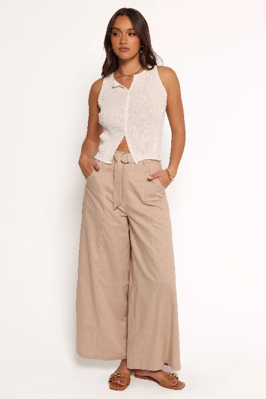 Sadie Wide Leg Pant - Oatmeal Fashionable Jogger Pants