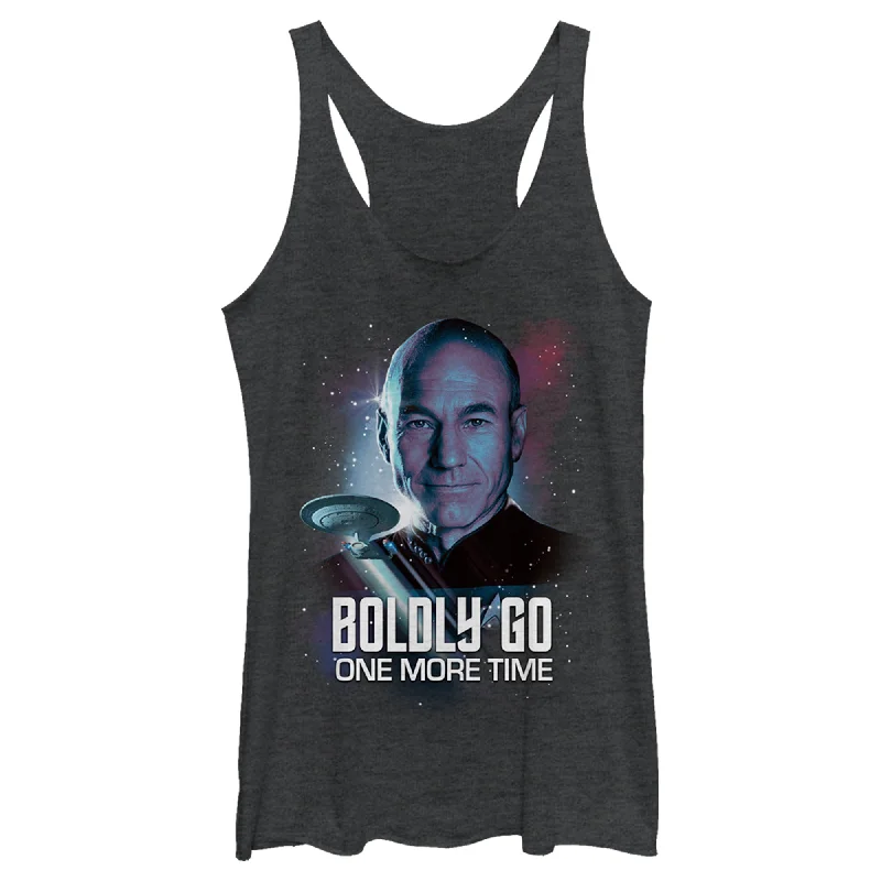 Women's Star Trek: The Next Generation Captain Picard Boldly Go One More Time Racerback Tank Top black tank top