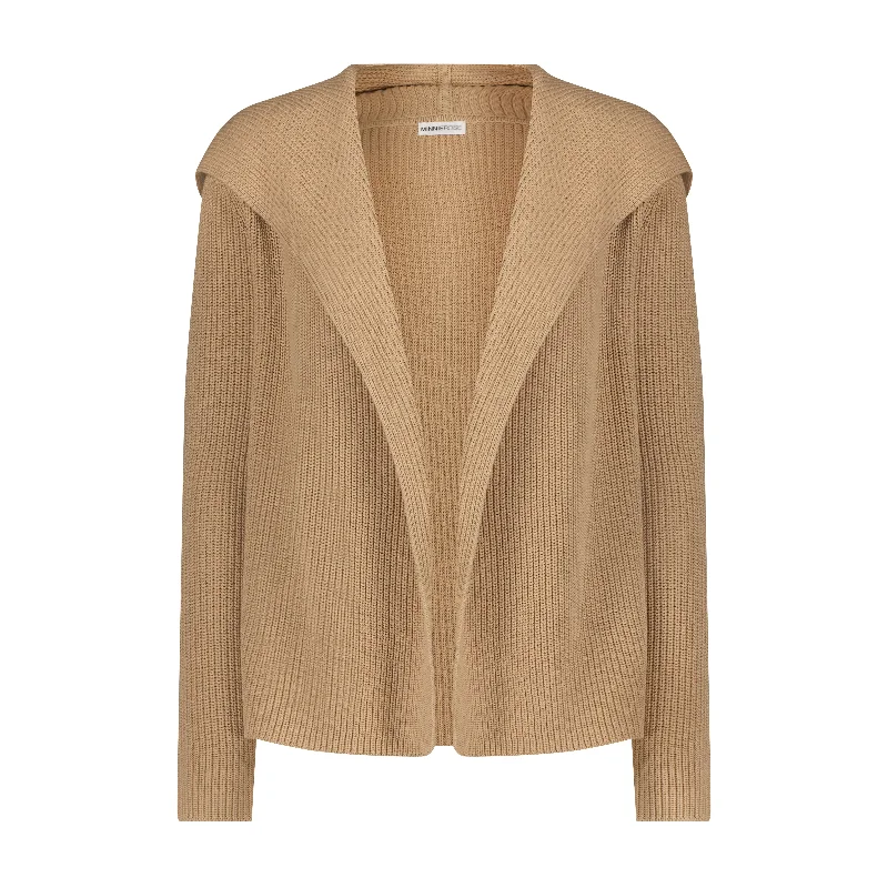 Cotton Shaker Hooded Flyaway Cardigan Brown Sugar - Minnie Rose Beaded Cardigan Sequined Faux Fur