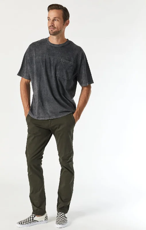 JOHNNY SLIM LEG CHINO PANTS IN DARK GREEN TWILL Formal Slim Pants