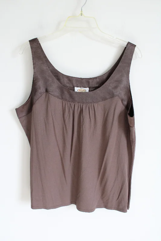 Talbots Brown Satin Trim Tank | XL athletic tank top
