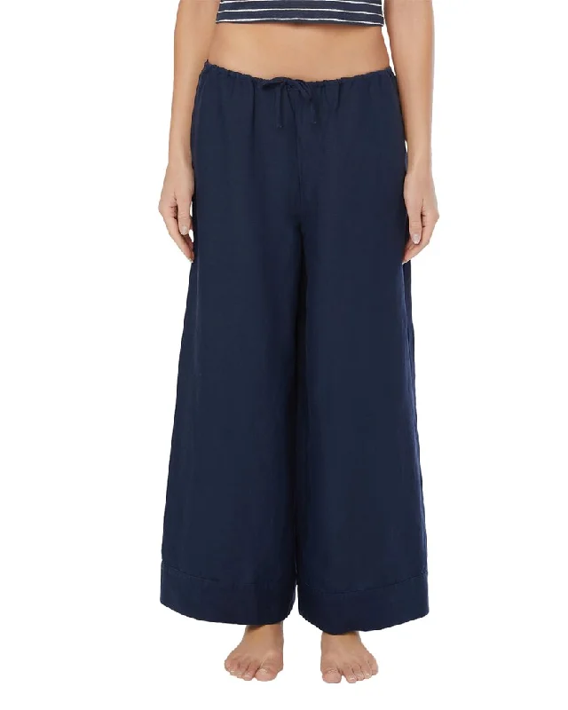 Onia Air Linen-Blend Wide Leg Drawstring Pant Trendy Printed Leggings