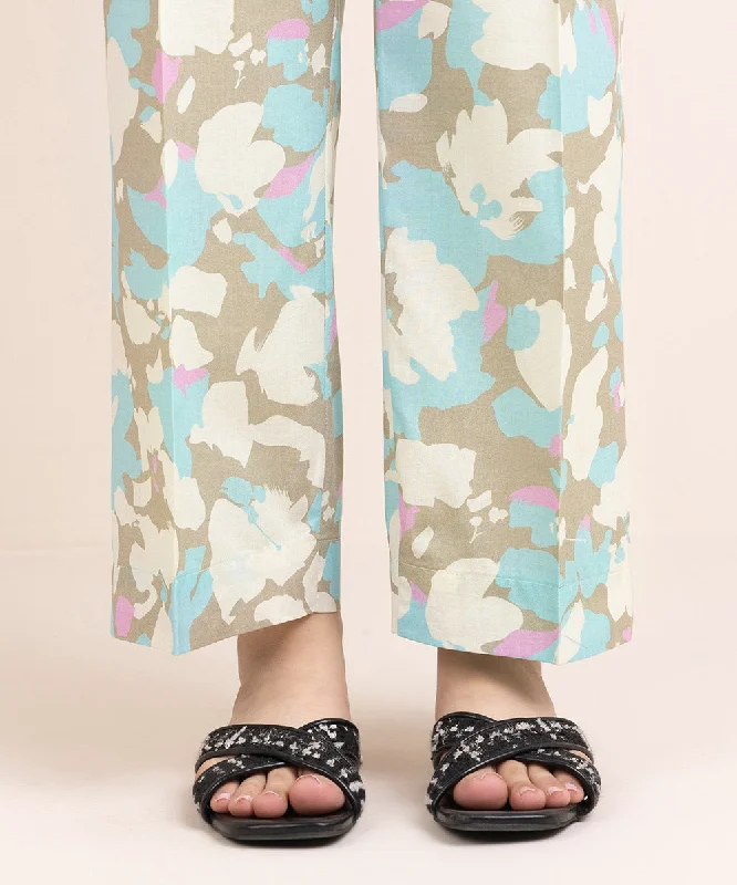 Printed Cambric Straight Pants Casual Yoga Pants