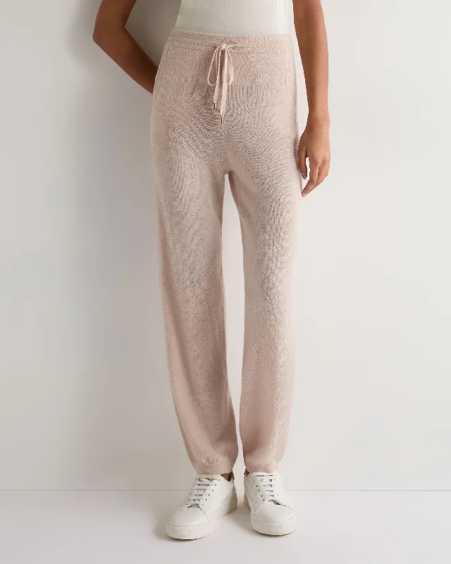 Women's Cashmere Cuffed Lounge Pant Ecru White Slim-Fit Leggings