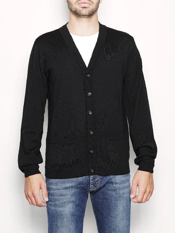Cardigan con Tasche Nero Fitted Loose Oversized
