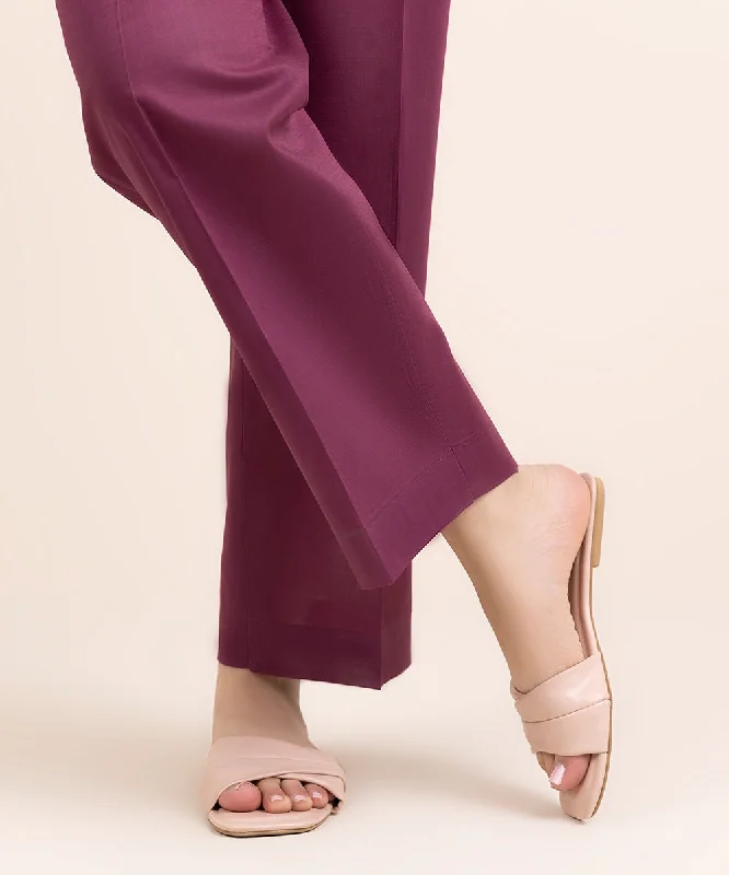 Solid Crosshatch Straight Pants Comfortable Wide-Leg Pants