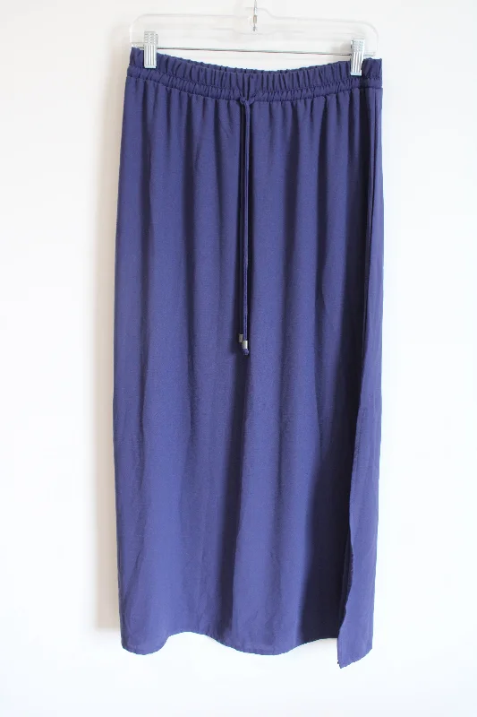 Fourteenth Place Purple Blue Midi Skirt | S leather skirt bold