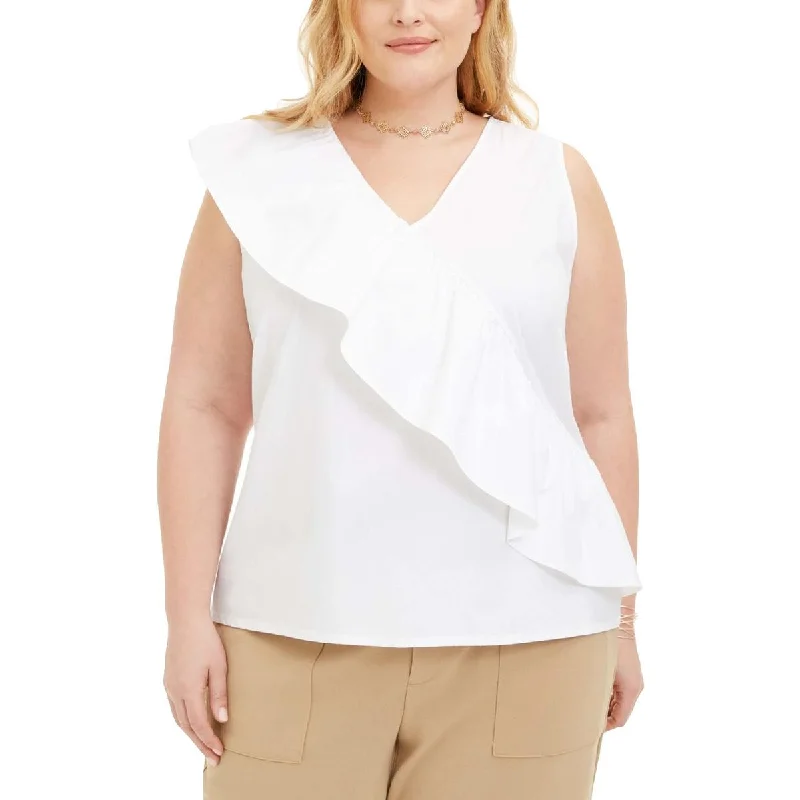 INC Womens Plus Cascade Ruffle Sleeveless Tank Top flexible tank top