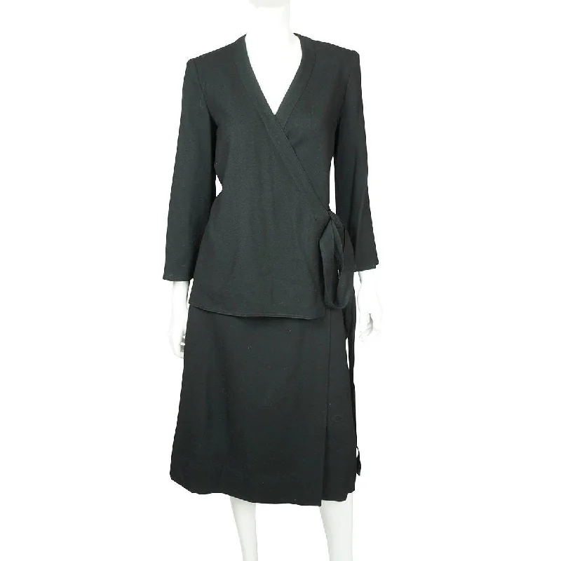 Vintage 1970s Designer Guy Laroche Black Wool Skirt Suit 2 Piece Ensemble Sz 12 wool skirt sturdy Vintage 1970s Designer Guy Laroche Black Wool Skirt Suit 2 Piece Ensemble Sz 12 wool skirt sturdy