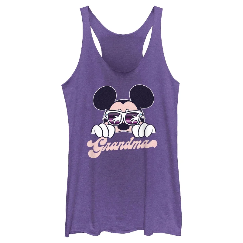 Women's Mickey & Friends Cool Summer Grandma Racerback Tank Top bold tank top
