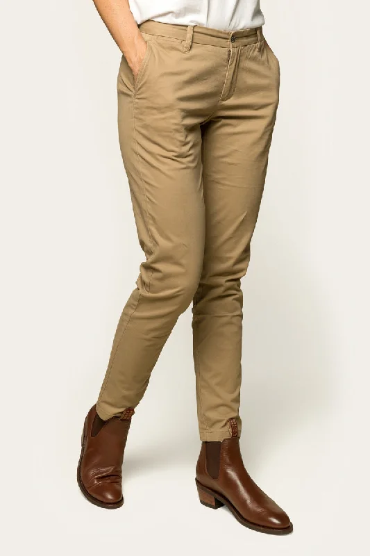 Aldgate Womens Chino Pant Clay Stylish Paperbag Waist Pants