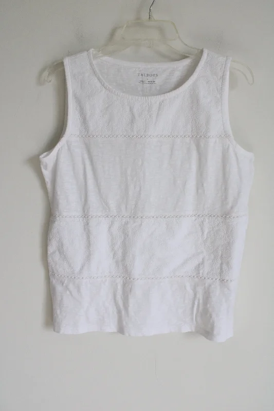 Talbots White Embroidered Tank | M ribbed tank top