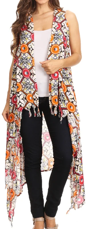 Sakkas Hatice Light Colorful Poncho Wrap Cardigan Top with African Ankara Print Open Front Closed Front Wrap Front Sakkas Hatice Light Colorful Poncho Wrap Cardigan Top with African Ankara Print Open Front Closed Front Wrap Front