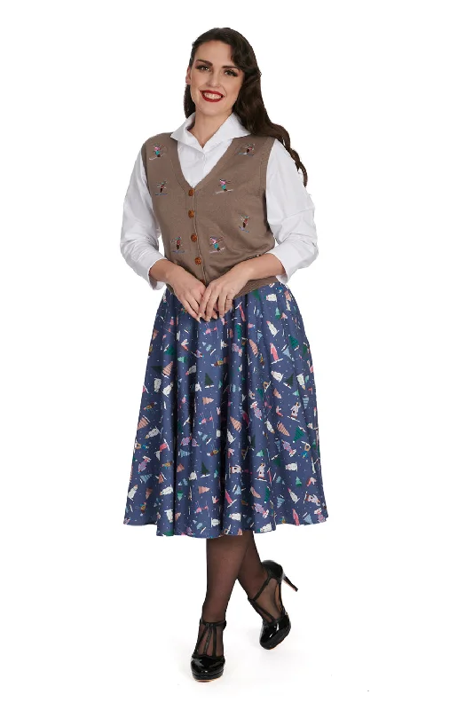 SKI SNOW SEASON FLARE SKIRT cotton skirt soft