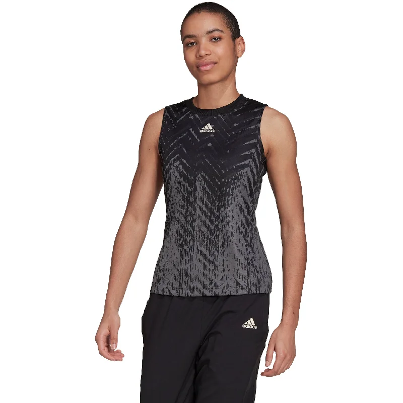 Adidas PrimeBlue Printed Match Carbon Womens Tennis Tank Top cropped tank top