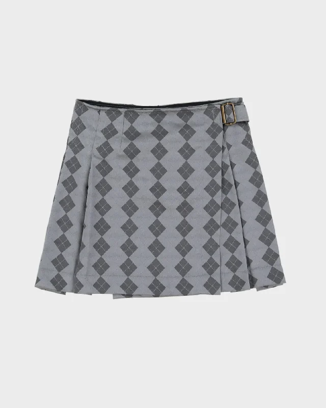 Rokit Originals Cher Grey Check Skirt - S satin skirt smooth