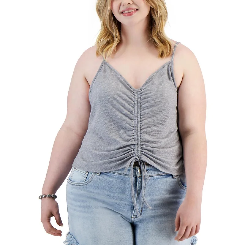 Love, Fire Womens Plus Gathered Front Tie Tank Top trendy tank top