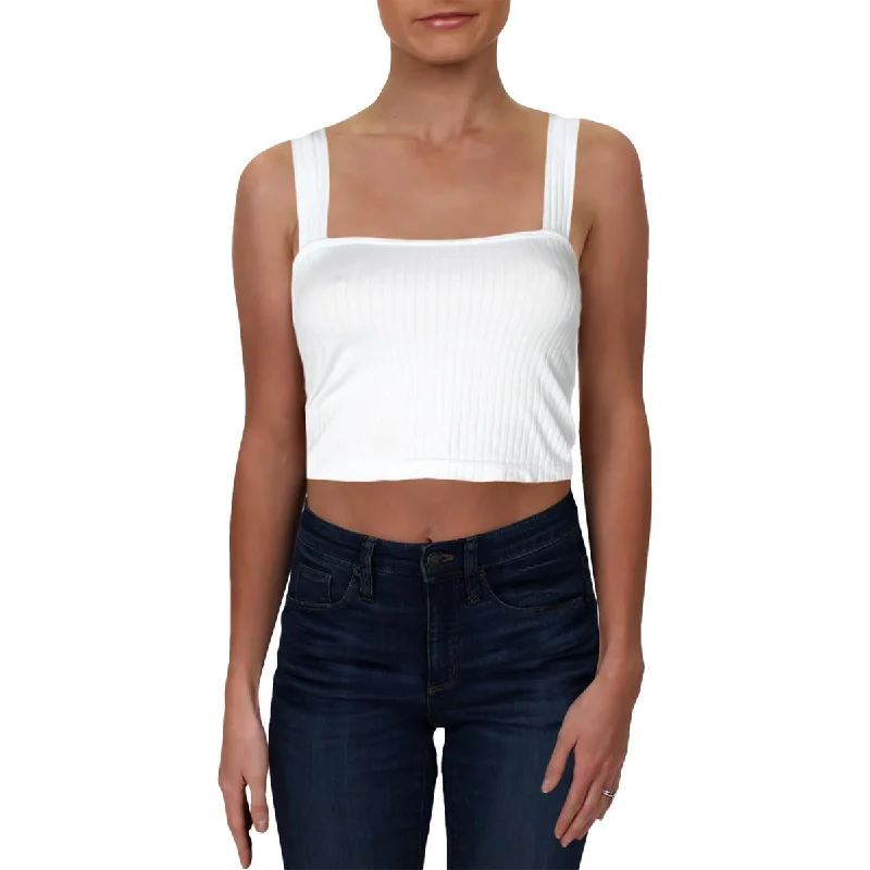 Aqua Womens Ribbed Cropped Tank Top charcoal tank top