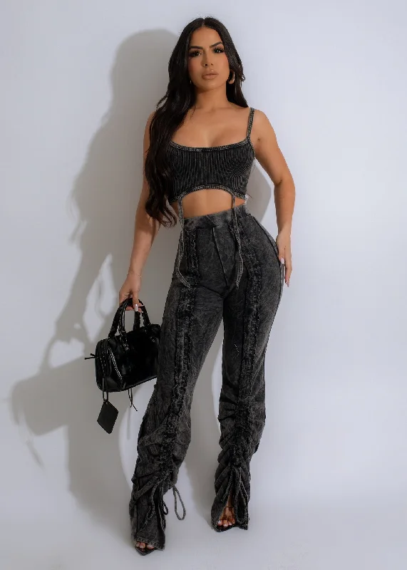 Better Impossible Ribbed Pant Set Black Comfy High-Waist Jeans