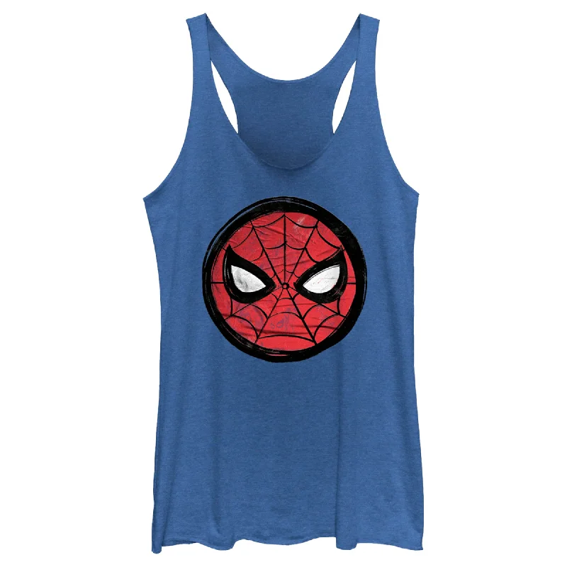 Women's Spider-Man: Beyond Amazing Mask Sketch Circle Racerback Tank Top pastel tank top Women's Spider-Man: Beyond Amazing Mask Sketch Circle Racerback Tank Top pastel tank top