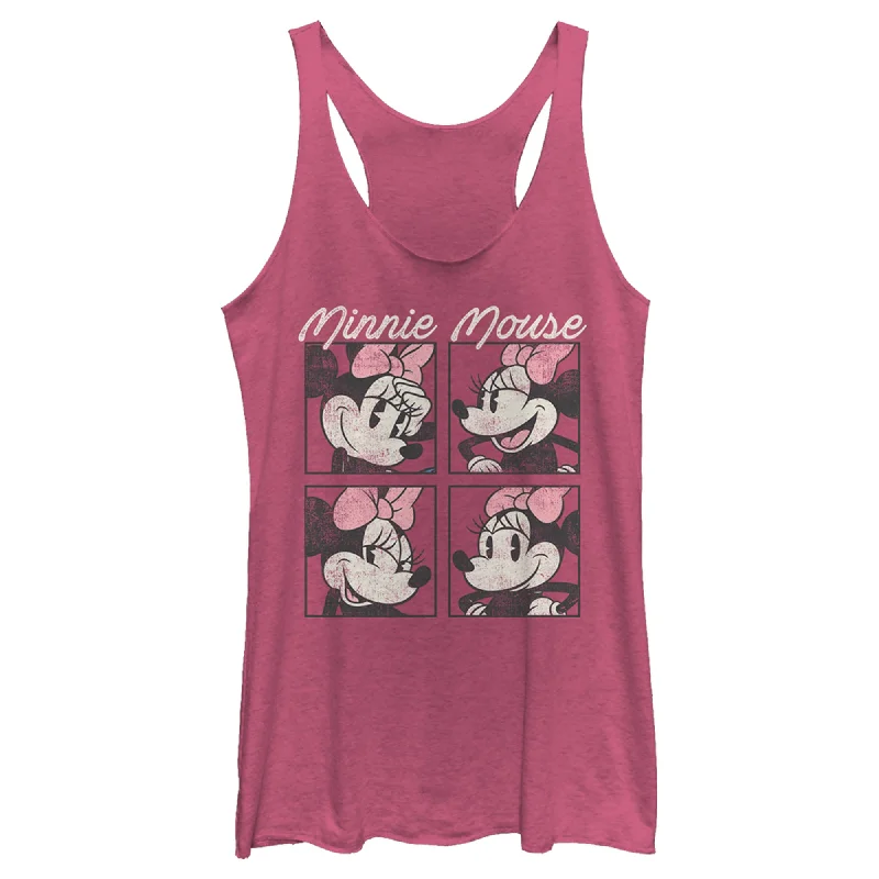 Women's Mickey & Friends Retro Minnie Boxes Racerback Tank Top off shoulder tank