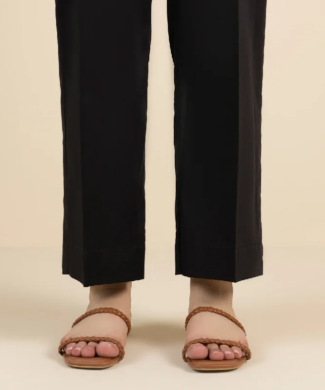 Cotton Viscose Straight Pants Stylish Paperbag Waist Pants