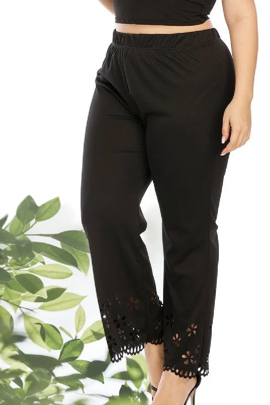 WOMEN PLUS SIZE ELASTIC WAIST LONG PANTS Cozy Full-Length Pants