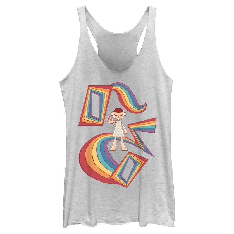 Women's Stranger Things Eleven Rainbow Cartoon Dream Racerback Tank Top tie dye tank Women's Stranger Things Eleven Rainbow Cartoon Dream Racerback Tank Top tie dye tank