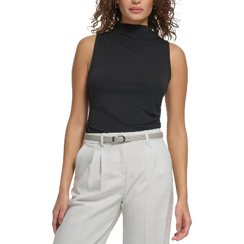 Calvin Klein Womens Petites Mock Neck Stretch Tank Top trendy tank top