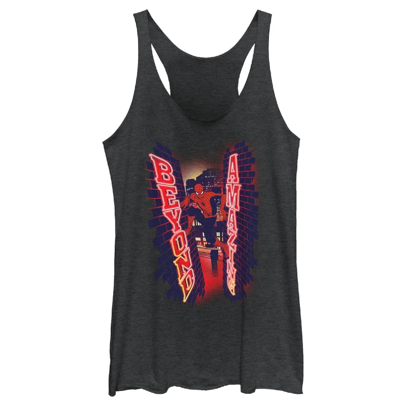 Women's Spider-Man: Beyond Amazing Neon Logo Racerback Tank Top vibrant tank top