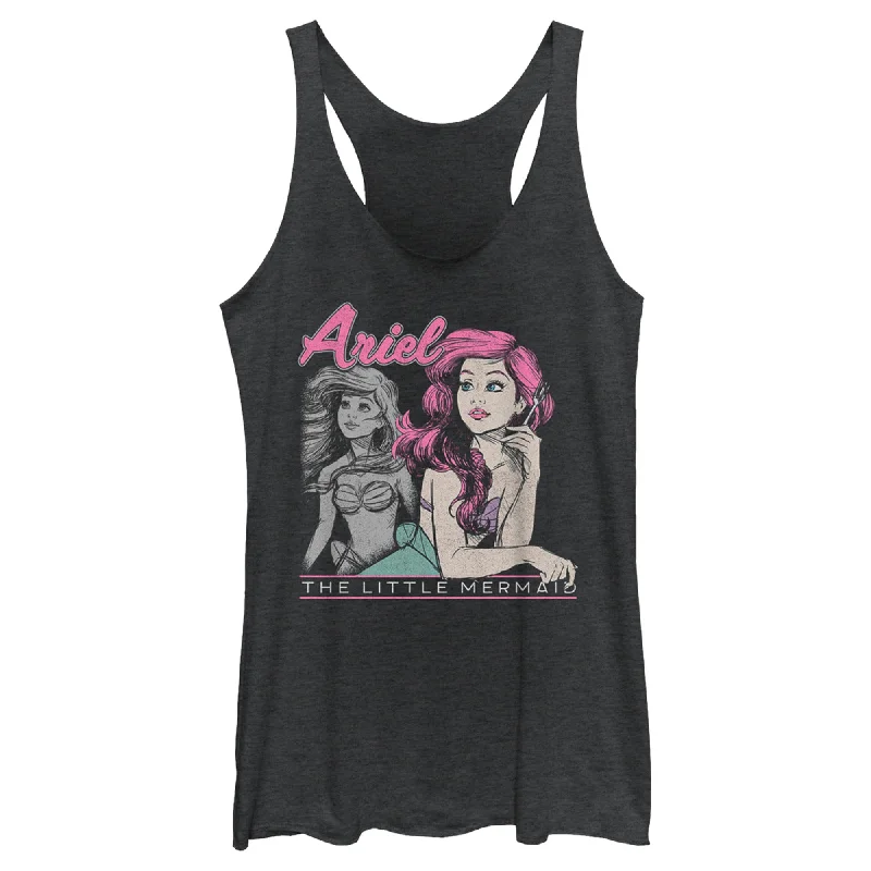Women's The Little Mermaid 90s Ariel Poster Racerback Tank Top long tank top