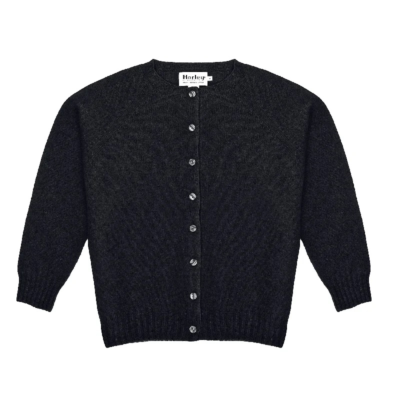 Cardigan Harley Mujer Charcoal Collared Crew Neck Turtle Neck