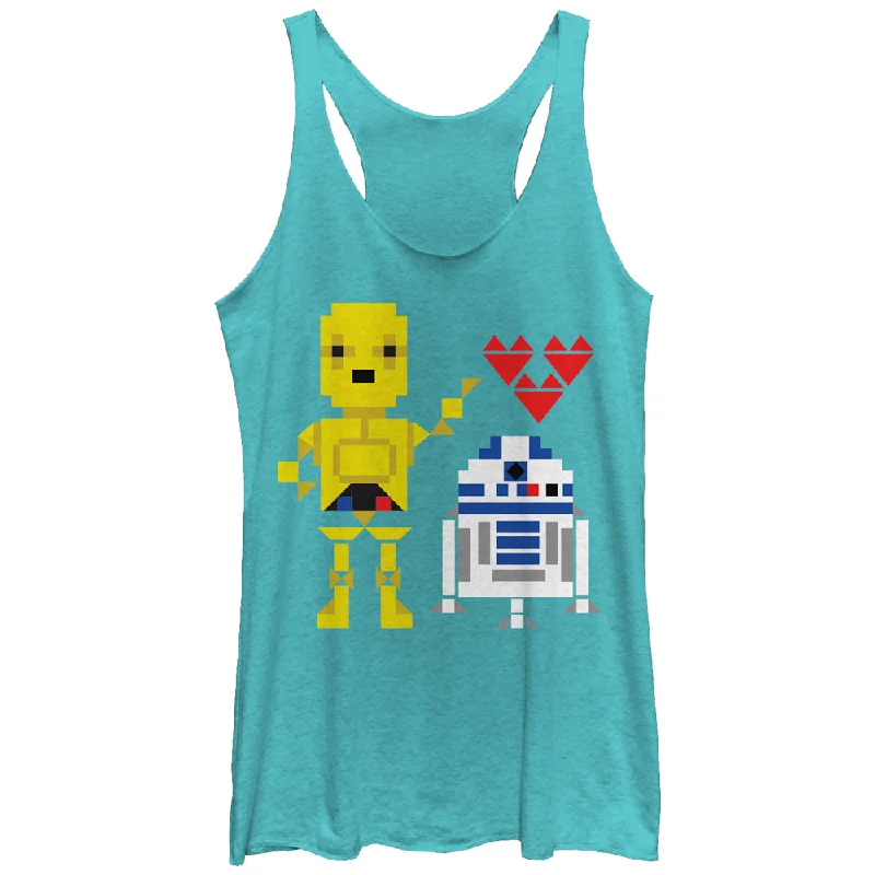 Women's Star Wars Valentine's Day R2-D2 and C-3PO Racerback Tank Top cropped tank top