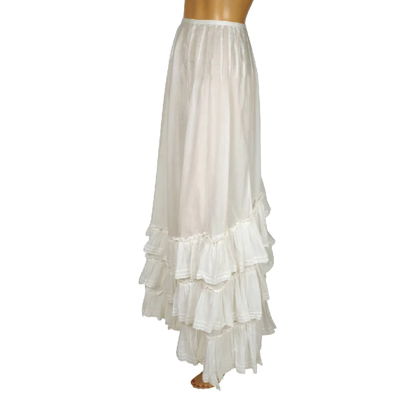 Antique Edwardian White Cotton Skirt 1910 Size S 23 Inch Waist linen skirt airy